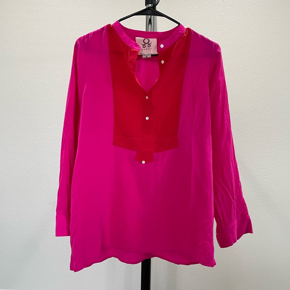 Figue Women’s 100% Silk Long Sleeve Blouse Medium